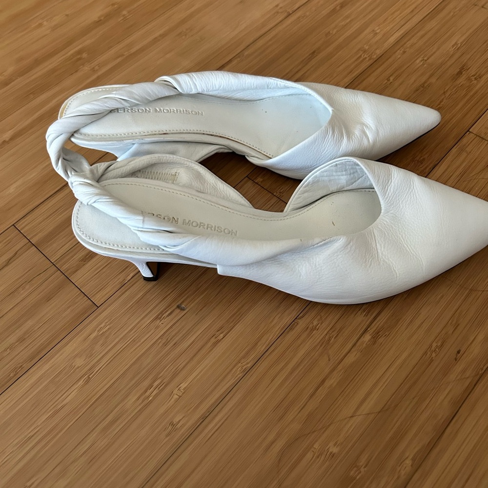 Sigerson Morrison White Slingback Flats
